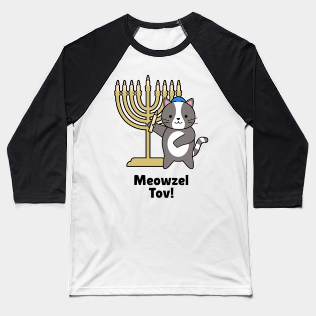 Meowzel Tov Baseball T-Shirt by Biddie Gander Designs